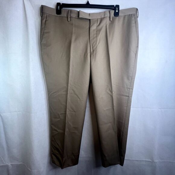 Paul Fredrick Tailored Fit 100% Wool Tan Dress Pants Size 42R/25 - Picture 3 of 8
